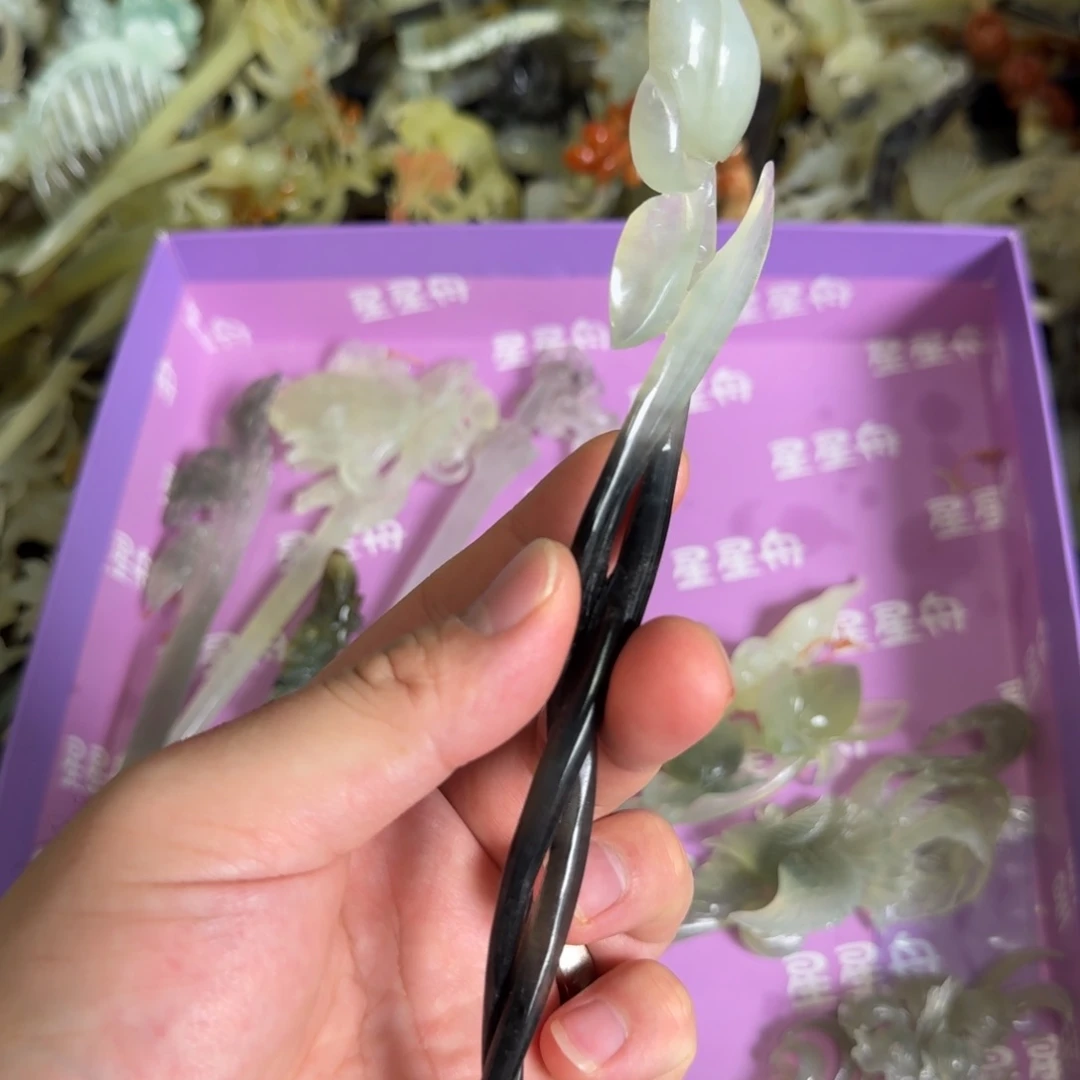 岫玉发饰未镶嵌明君玉簪就是好看