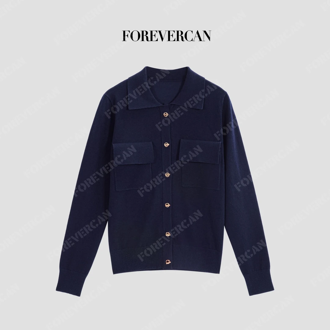 FOREVERCAN“蓝调协奏”美丽诺羊毛衬衫抗皱针织开衫外套MY4292