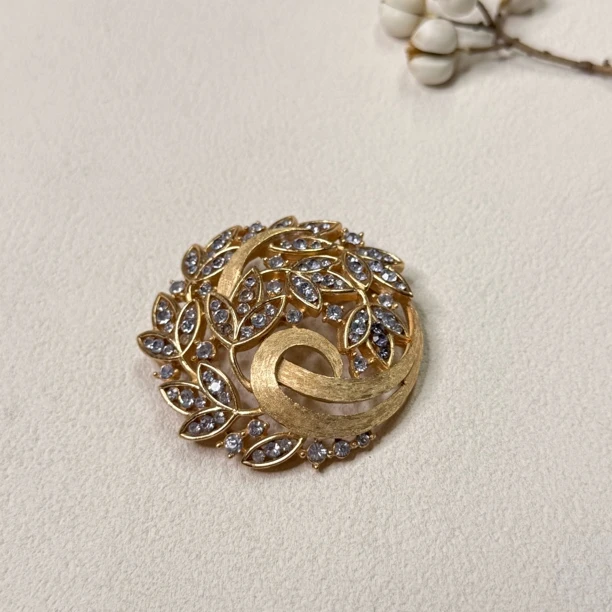 铜合金合成锆石胸针 【六六中古】孤品精美胸针th9948