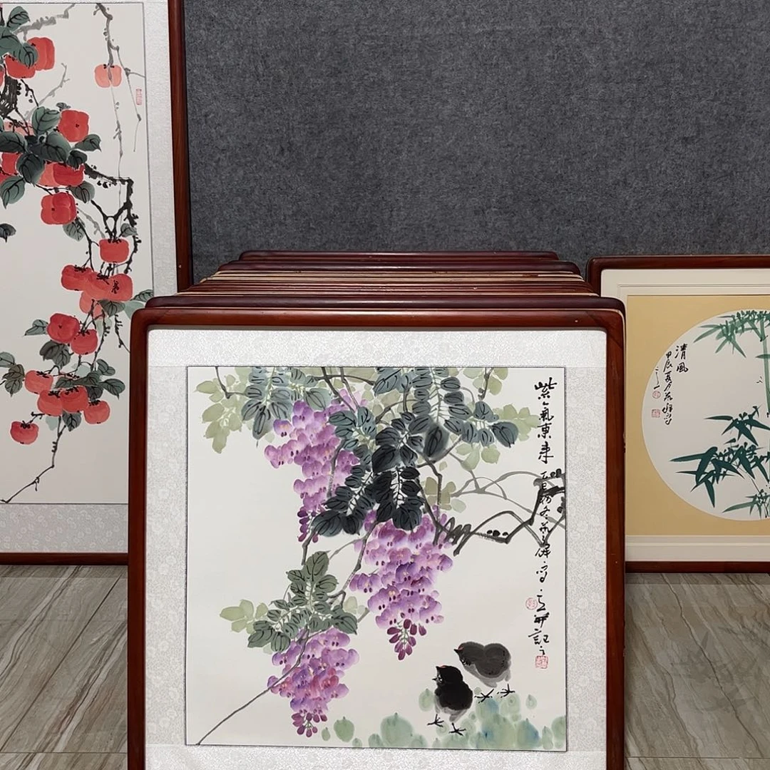 中***梦国画书画作品带框63×63