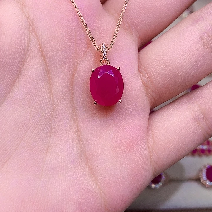 银S925镶嵌颈饰红宝石