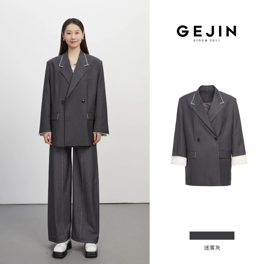 GEJIN/歌锦秋季新款时尚极简风百搭天丝西装外套93325904551