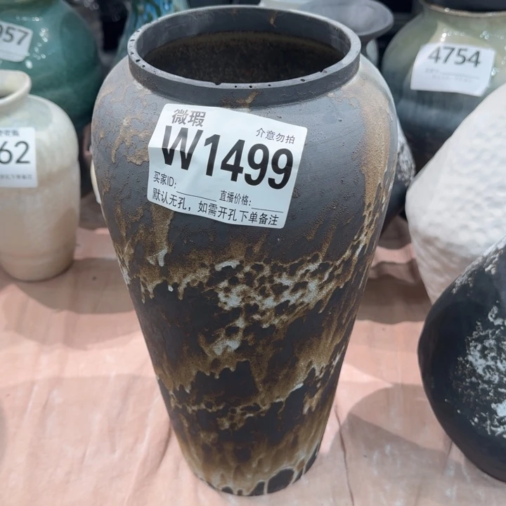 瓷片景德镇微瑕花器编码1499高38口12默认无孔