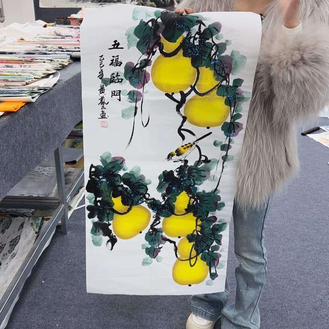 国画作品小姐姐放漏中