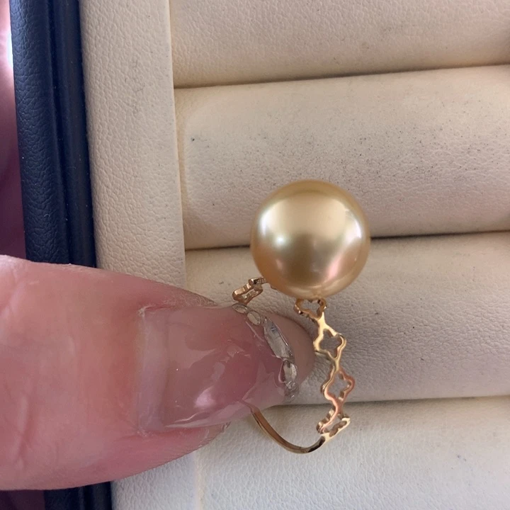18K金镶嵌戒指海水珍珠