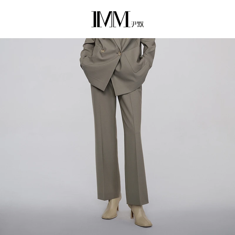 IMM尹默女装春季格子锥形长裤格纹小脚裤