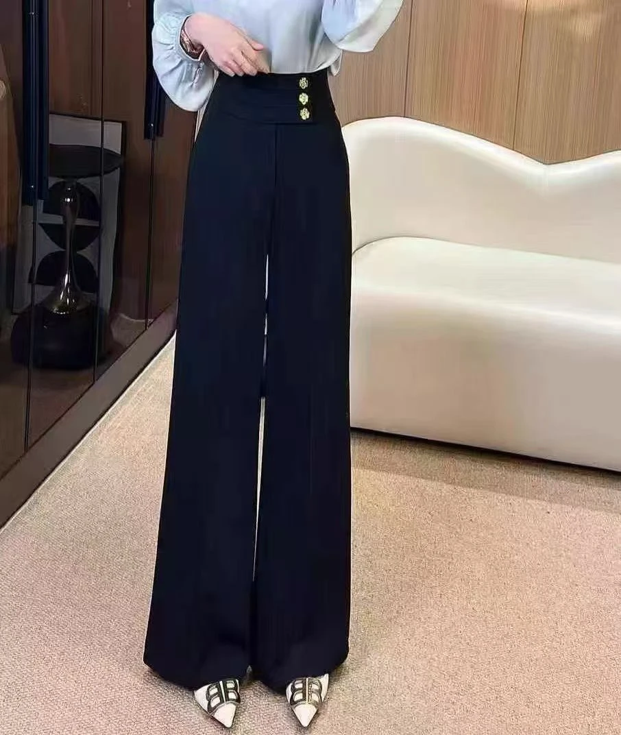 2025 夏季直筒裤女新款时尚高腰垂感显瘦宽松百搭直筒裤