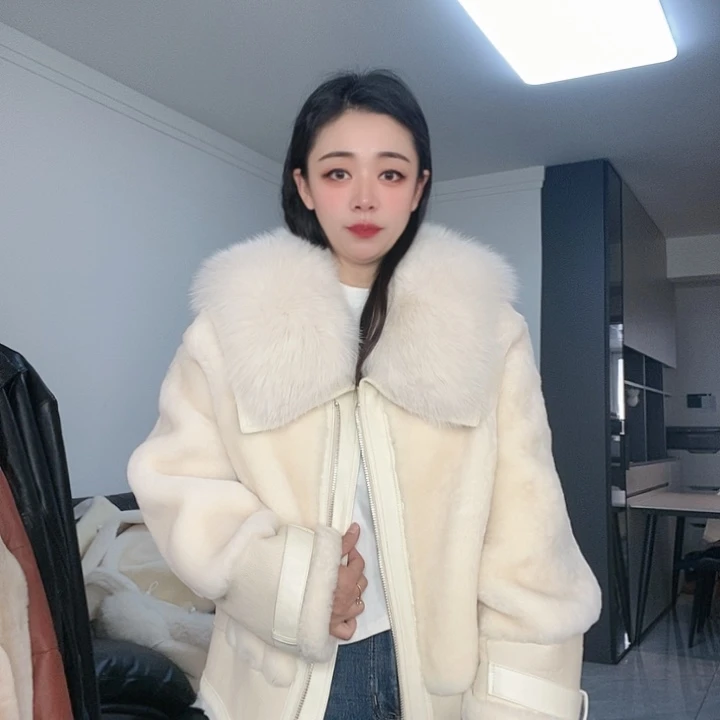 绵羊皮狐狸毛领皮毛一体120斤内686318