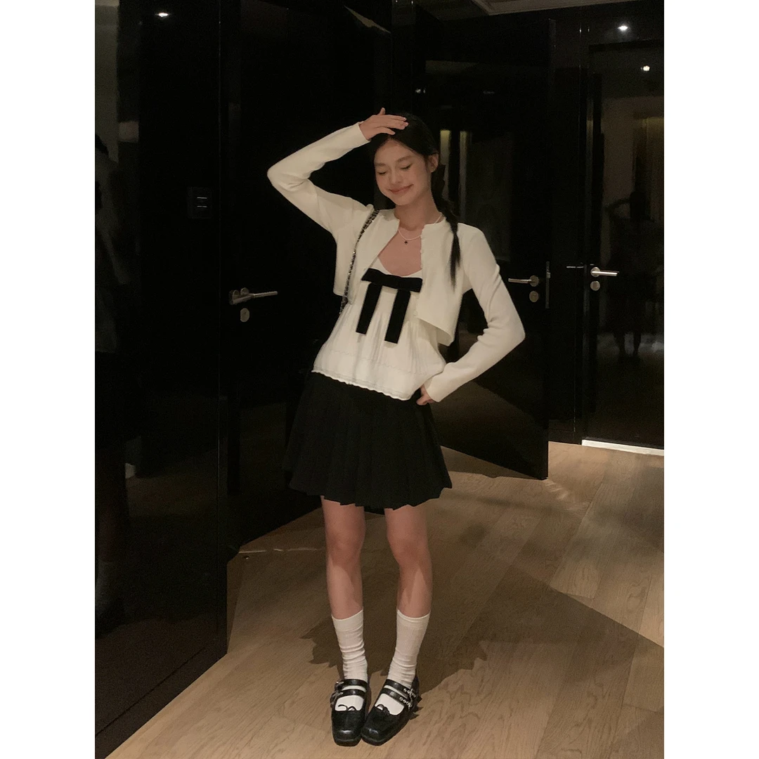 宋正恩短款针织外套女韩系早秋穿搭别致外搭开衫小上衣SH580