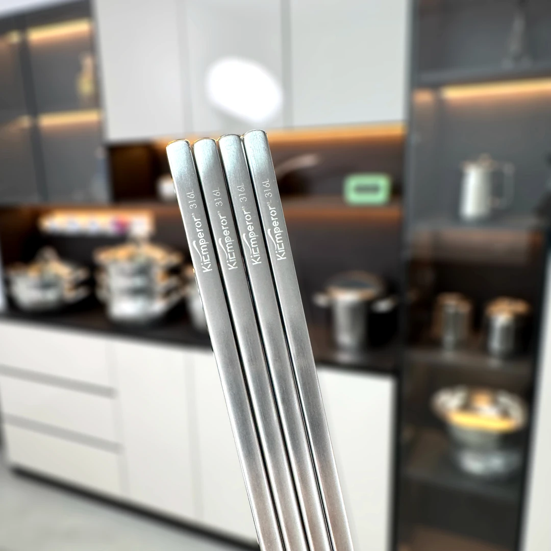 【自用款】316L不锈钢筷子砂光中空方筷子防滑防滚家用筷子高档礼盒