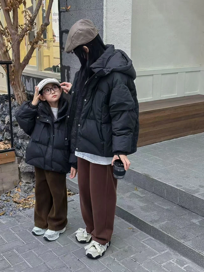 1092款冬季加厚绒服中大童韩版连帽保暖