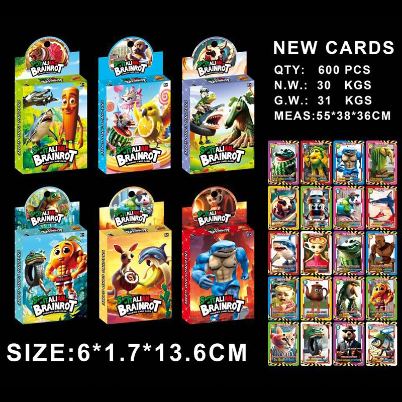 外国版山海经游戏卡牌木棍人TungTung跑鞋鲨鱼稀有收藏磨砂金卡