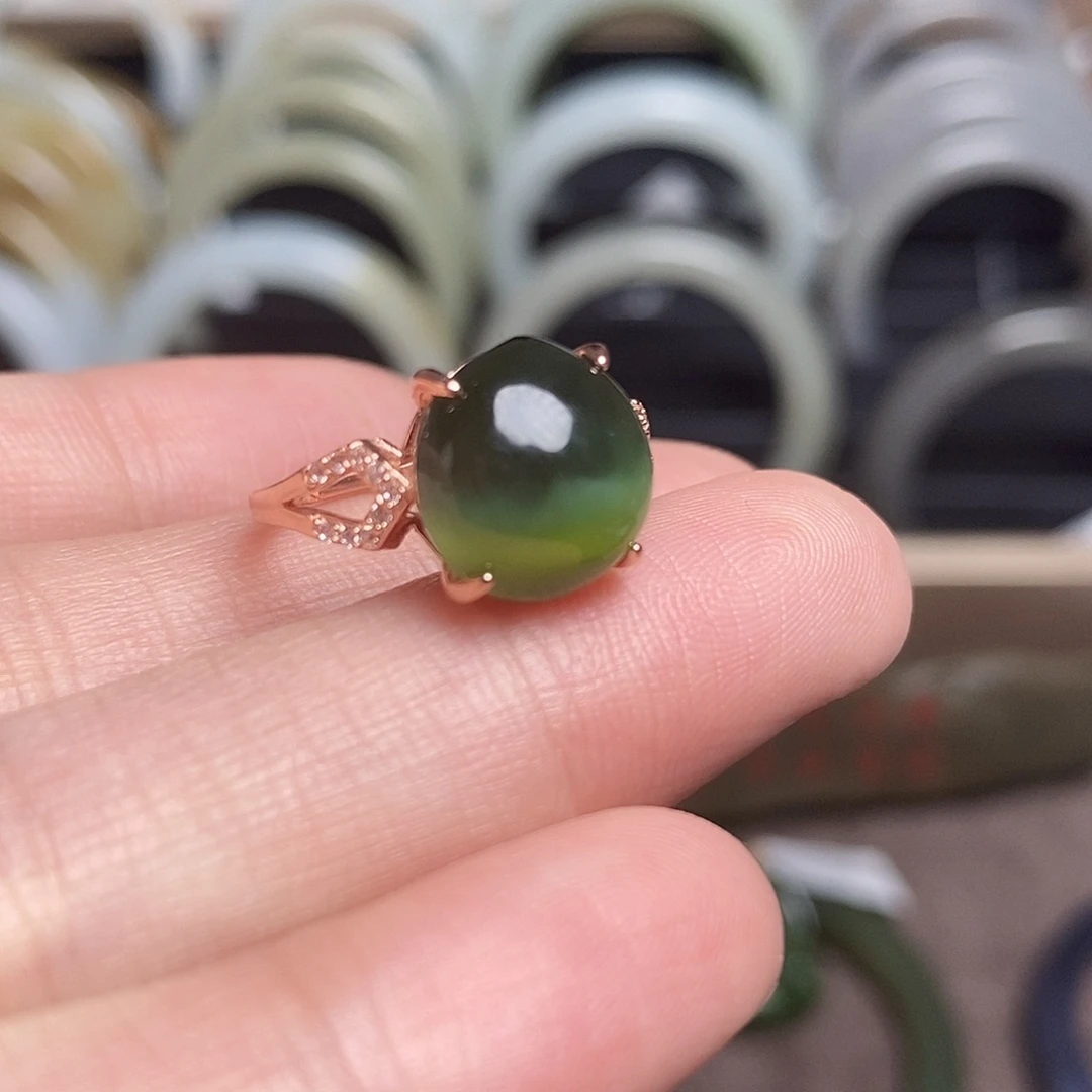 银S925镶嵌戒指和田玉