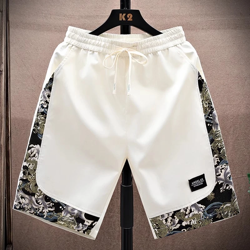 国潮印花运动短裤男士夏季潮流外穿中国风宽松百搭大码休闲五分裤