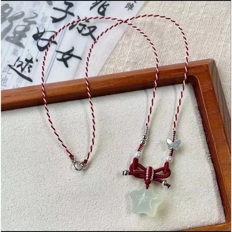 铜合金布艺项链 星星编织项链新中式简约轻奢百搭时尚气质锁骨链