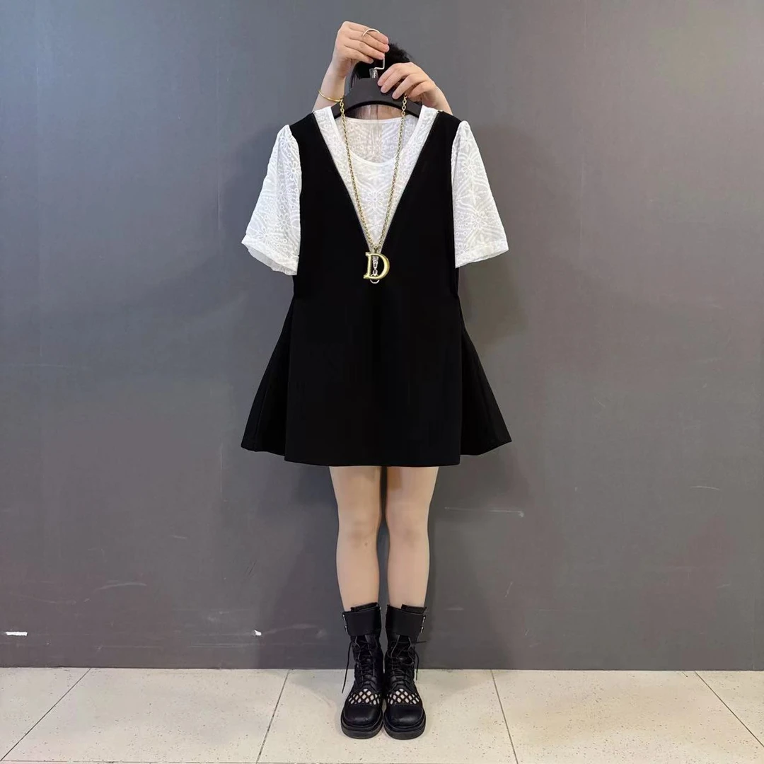 胖MM韩版背后蝴蝶结设计拼接假两件T恤洋气宽松大衫