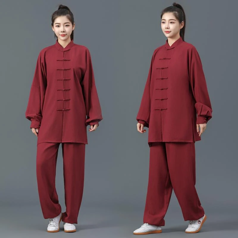 太极服女新款站桩太极拳男练功服春夏棉麻团体八段锦晨练打坐禅修