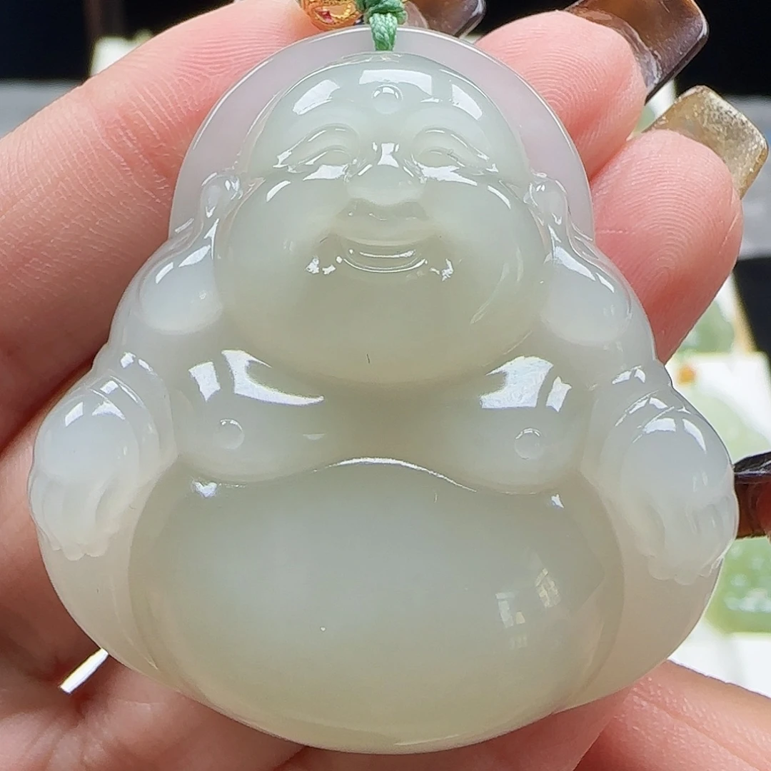 和田玉18K金镶嵌吊坠(赠链)