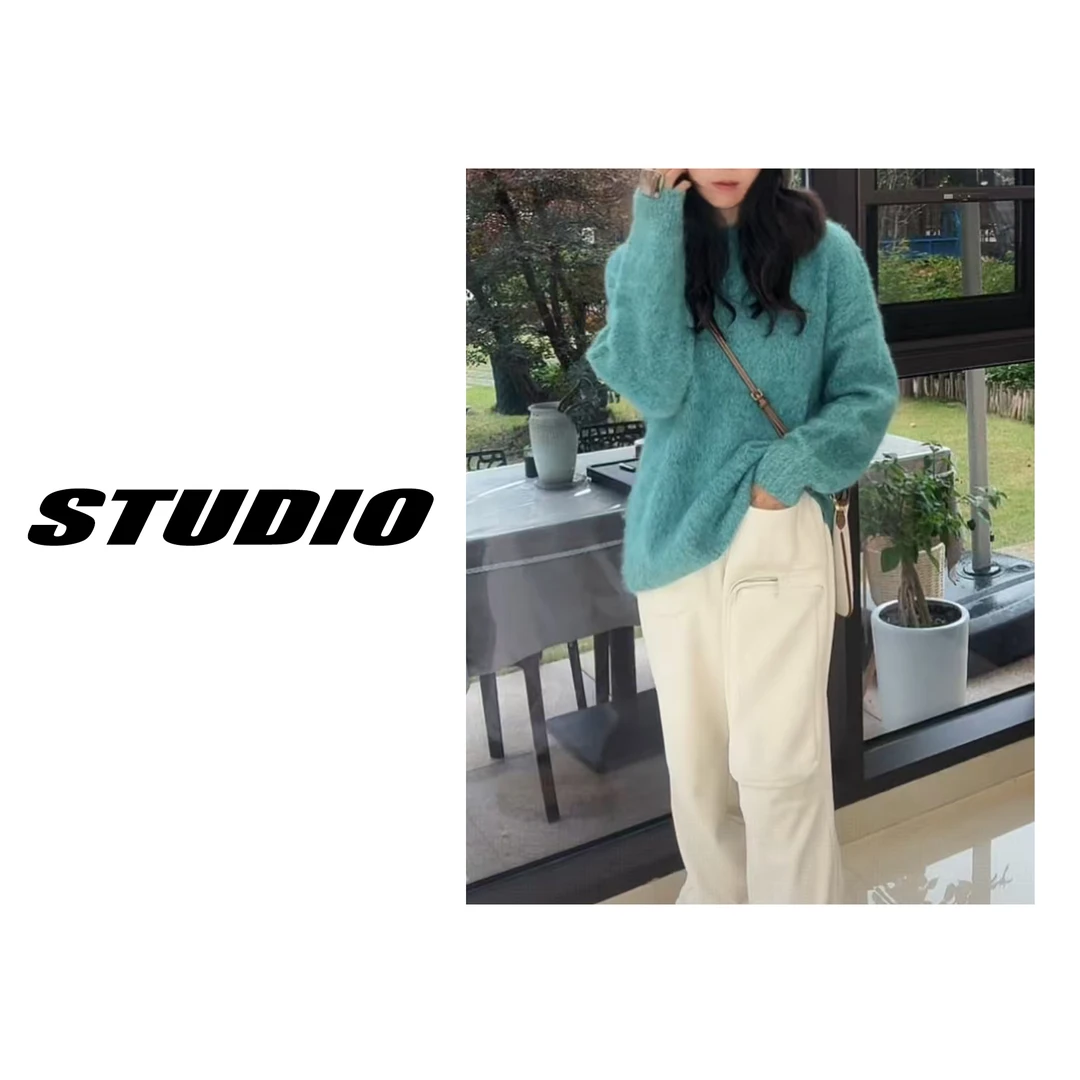 More Xique“云感拉绒”冬季新款100%拉绒套头羊毛针织衫