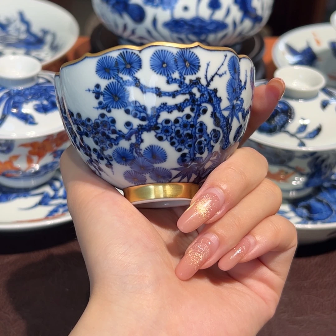青花雯华堂手绘杯杯