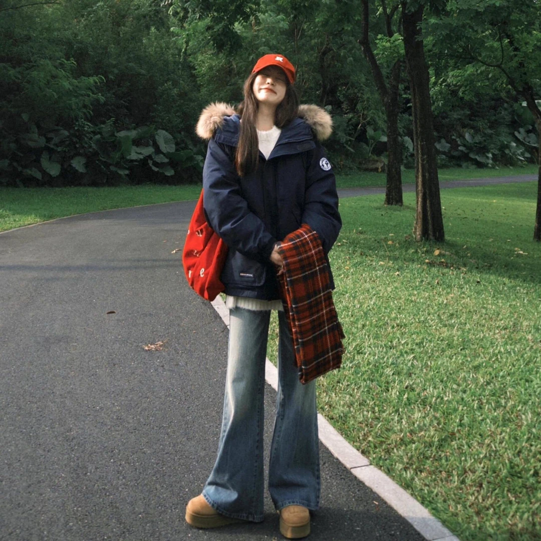 大毛领工装派克棉服女短款2024冬季新款小个子加厚情侣外套