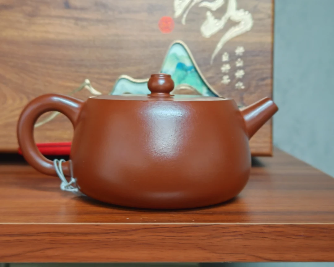 宜兴紫砂范老师鸡血大红袍清韵紫砂壶