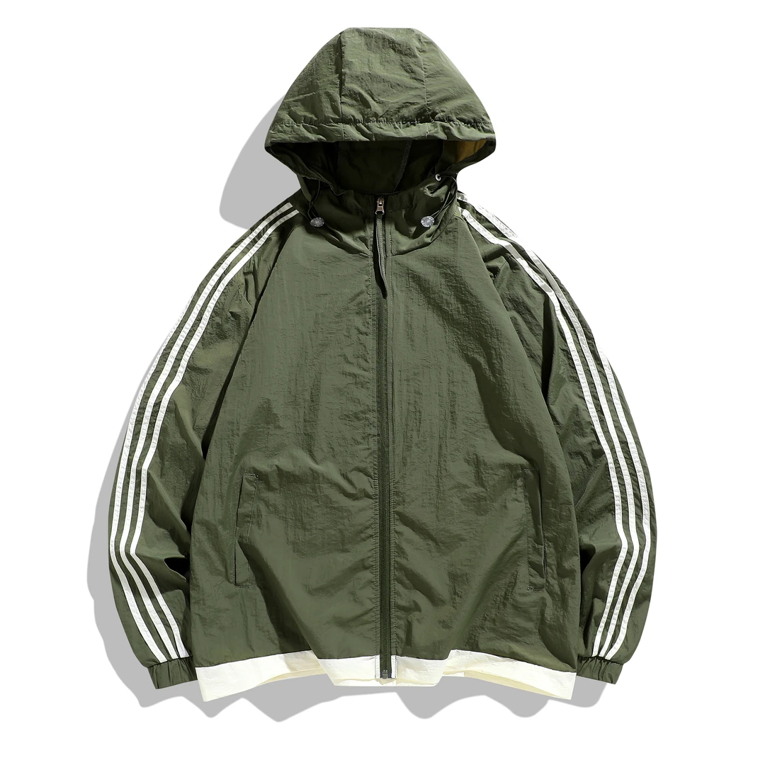 拉链春夏宽松型连帽夏季夹克运动风薄款防晒外衣7706