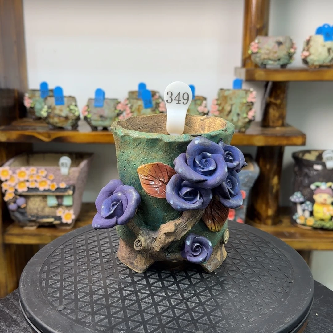 本默花器麦饭石手捏花盆