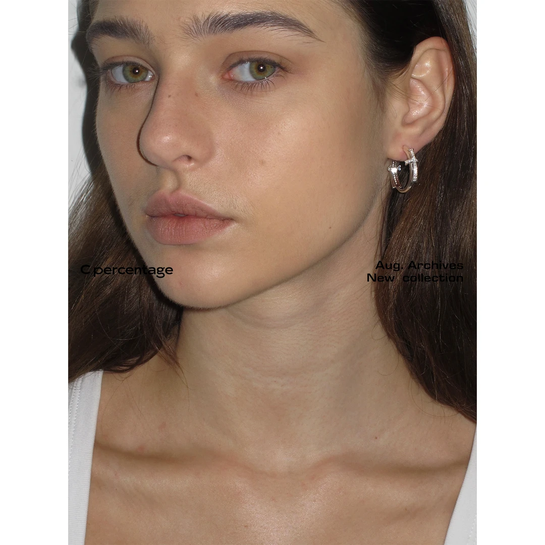 铜合金锆石耳饰 【08.20新品】c percentage 锆石镶嵌十字银河耳环