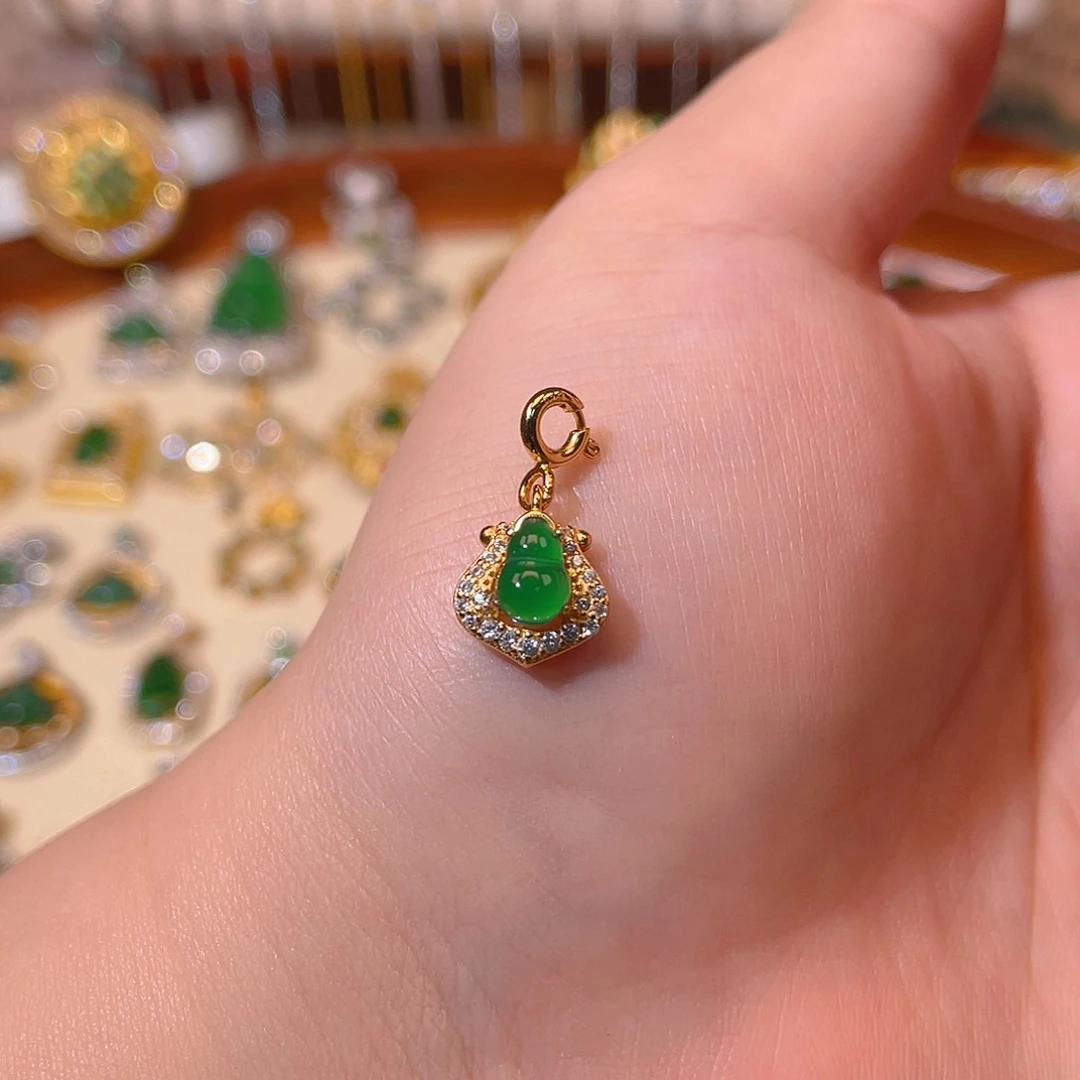 吊坠(不含链)银S925镶嵌翡翠