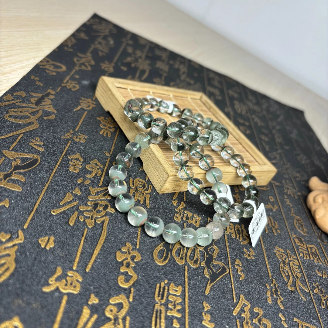 【奶爸珠宝】635 绿幽灵小半盆水晶手串17cm左右手围多样性发其一