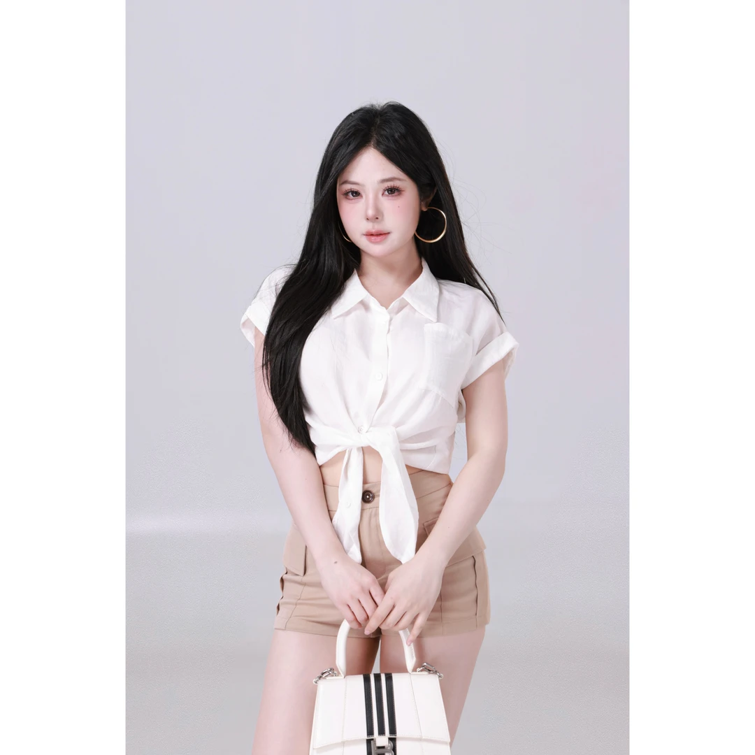 MengFairy【辣妹天菜】气质翻领纯欲透感衬衫上衣5260M欧若风