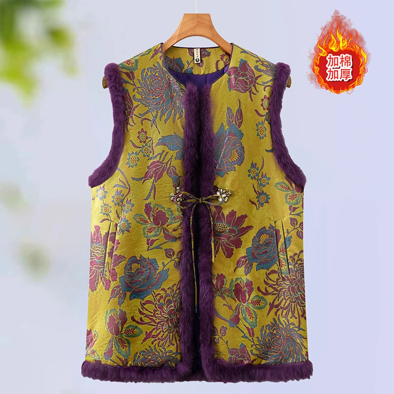 【锦绣江南】冬季加棉保暖中长款棉马甲女气质减龄新中式国风马夹