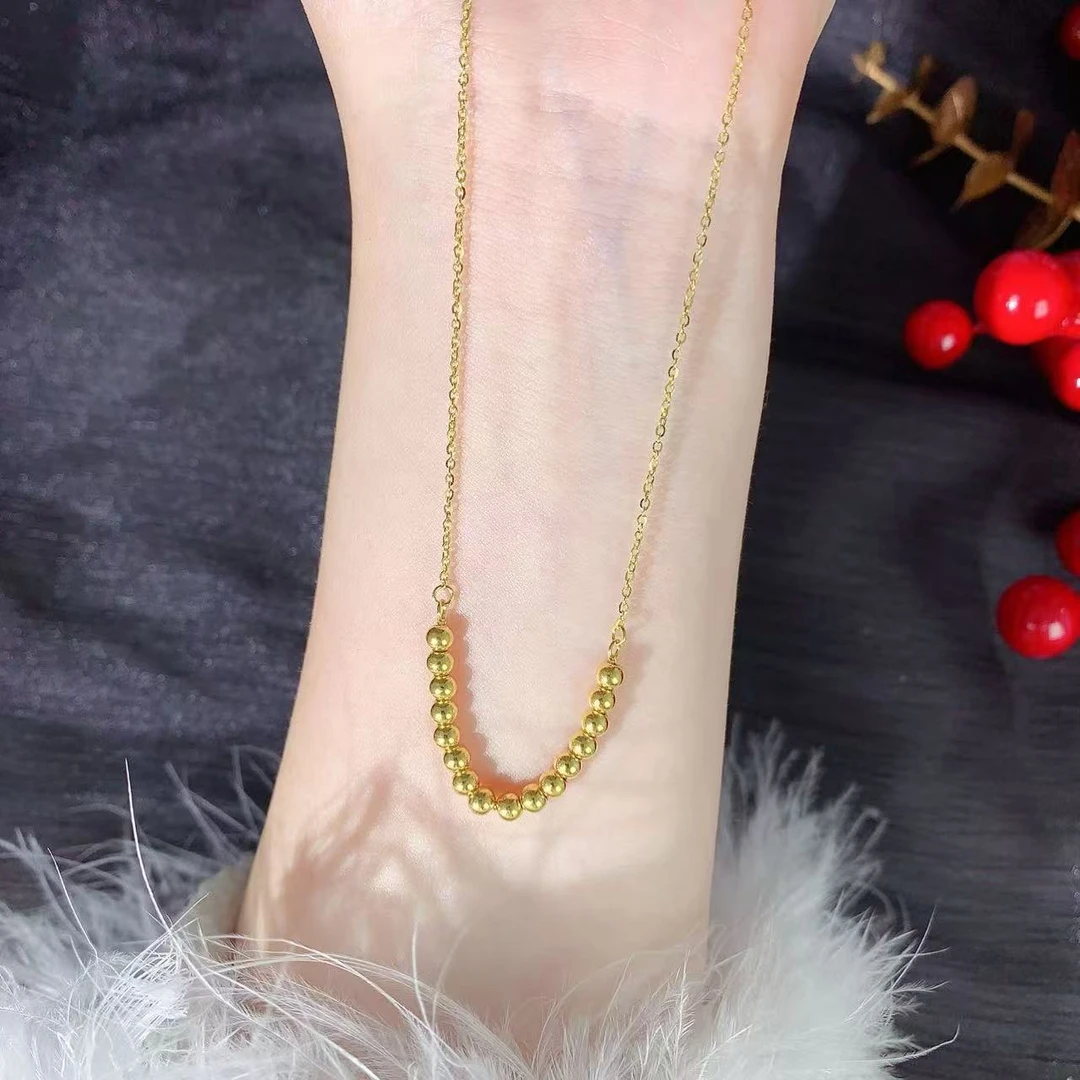 【伟新源】足金999 5G工艺 光珠微笑套链4.75克