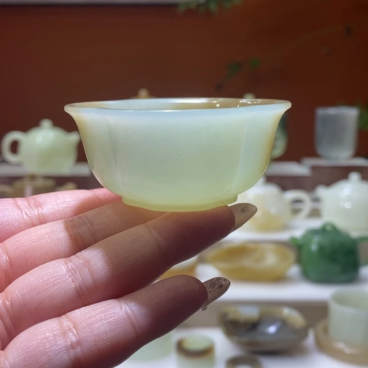 未镶嵌和田玉摆件且末糖翠海棠杯