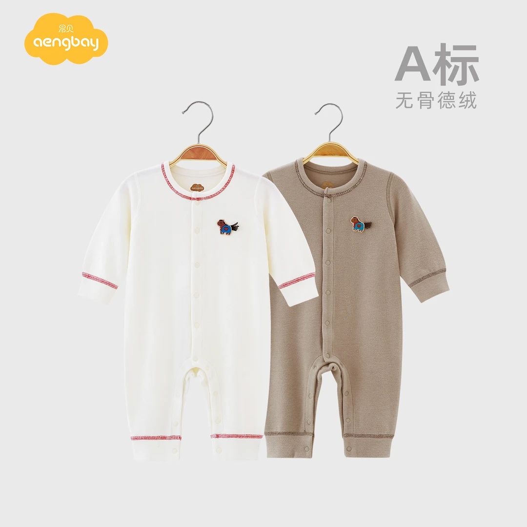 Aengbay婴儿连体衣冬季保暖德绒内衣宝宝居家哈衣马年新生儿睡衣