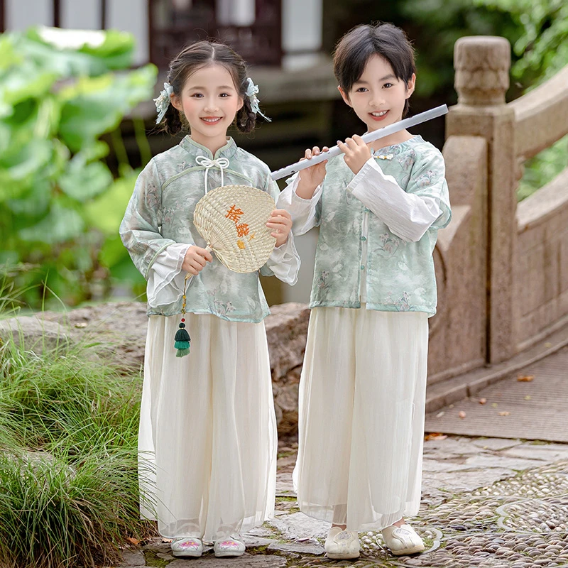 儿童装2026新款中秋新中式改良唐装古风汉服男女同款表演服节日服