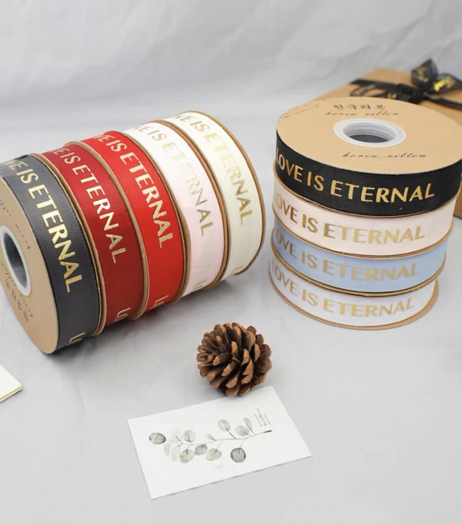 烫金螺纹2.5丝带情人节鲜花礼物装饰蝴蝶结彩带玫瑰花束包装缎带