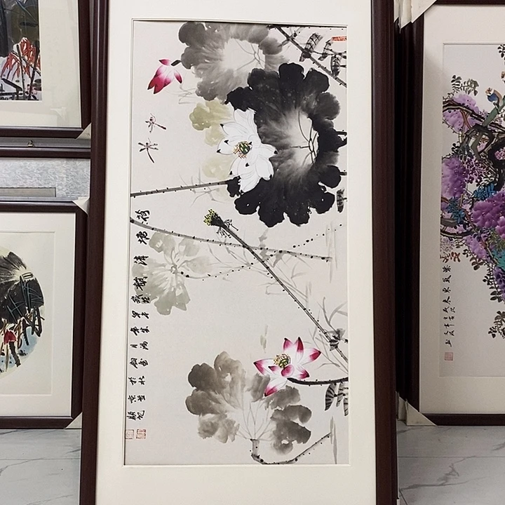 国画手绘作品带框发货