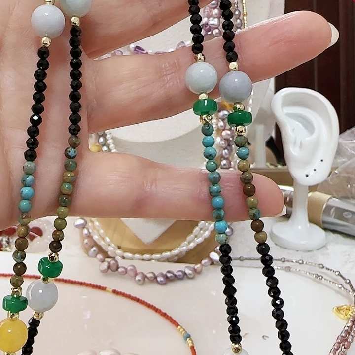 H***a未镶嵌淡水珍珠颈饰配件链子隔珠有结构