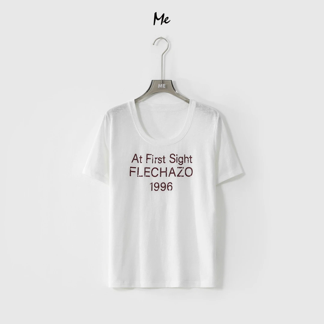 ME【复古1996】桑蚕丝混纺冰糯Q弹奢牌感显瘦时尚百搭T恤MESS2967