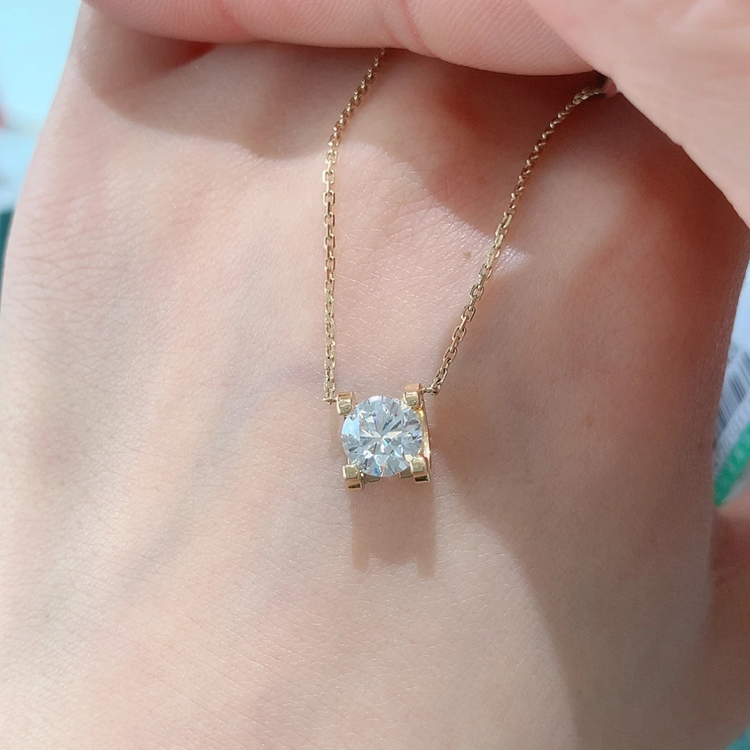 实验室培育钻石颈饰18K金镶嵌1克拉k黄