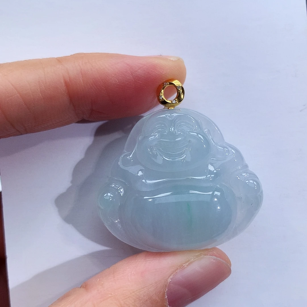 翡翠18K金镶嵌颈饰翡翠吊坠