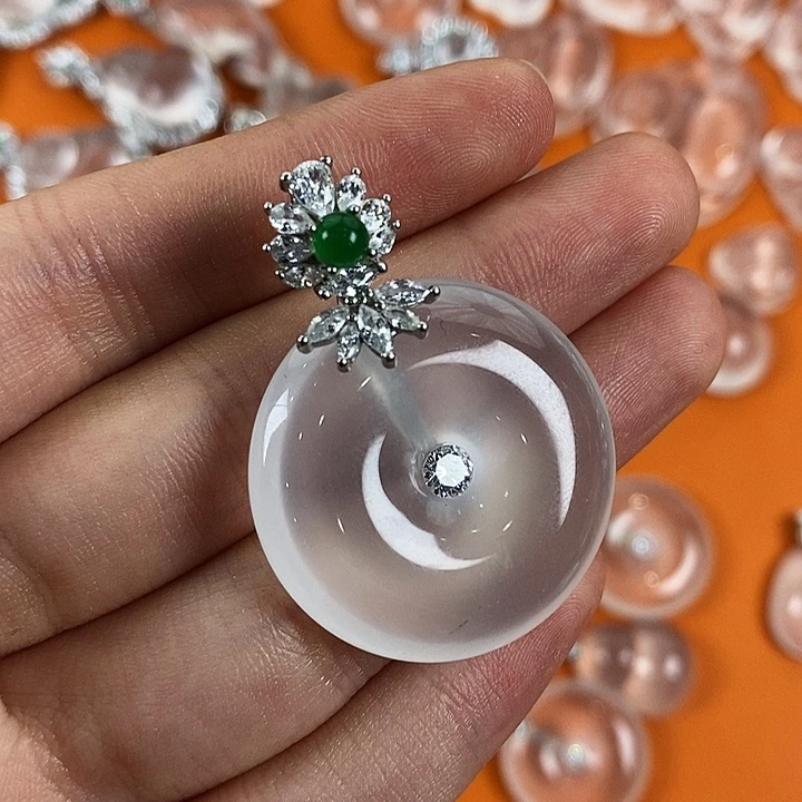 石英质玉银S925镶嵌颈饰