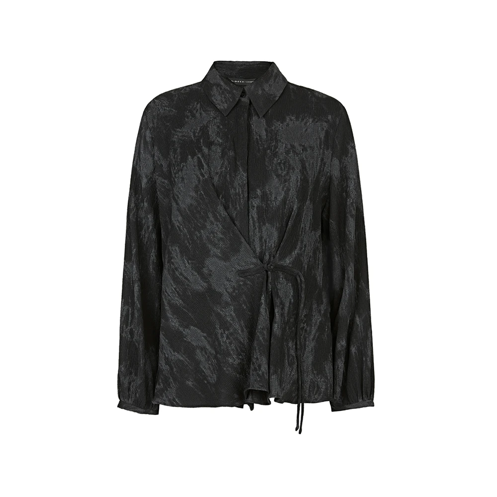 圣迪奥春季休闲百搭简约翻领复古国风长袖衬衫S241Z0521