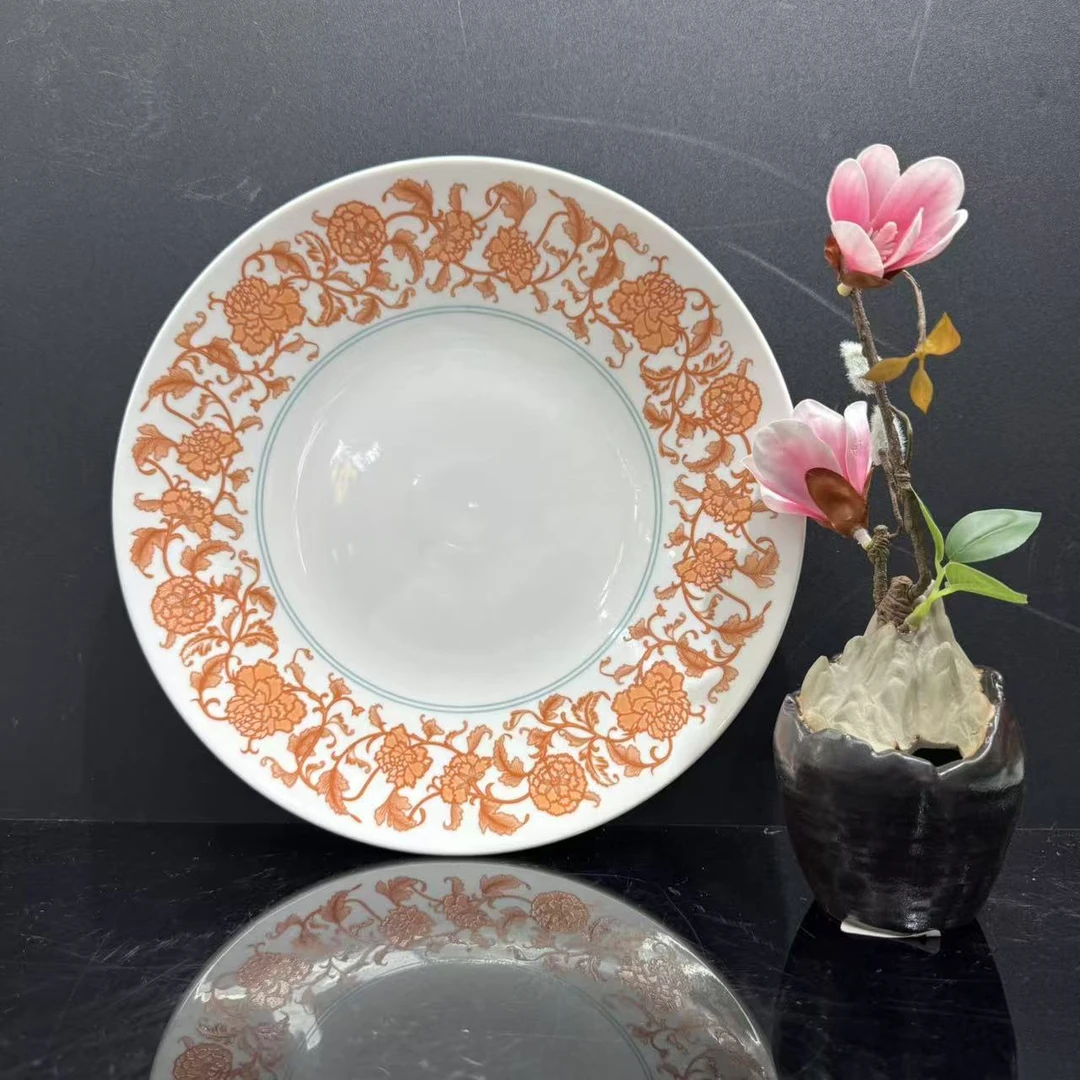 酒店家用手工高档餐具00058417盘子餐盘陶瓷菜盘白瓷瓷盘大盘牡丹