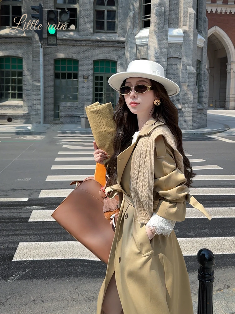 韩版针织连帽子小披肩松弛感外搭女毛线坎肩休闲百搭纯色叠穿搭肩