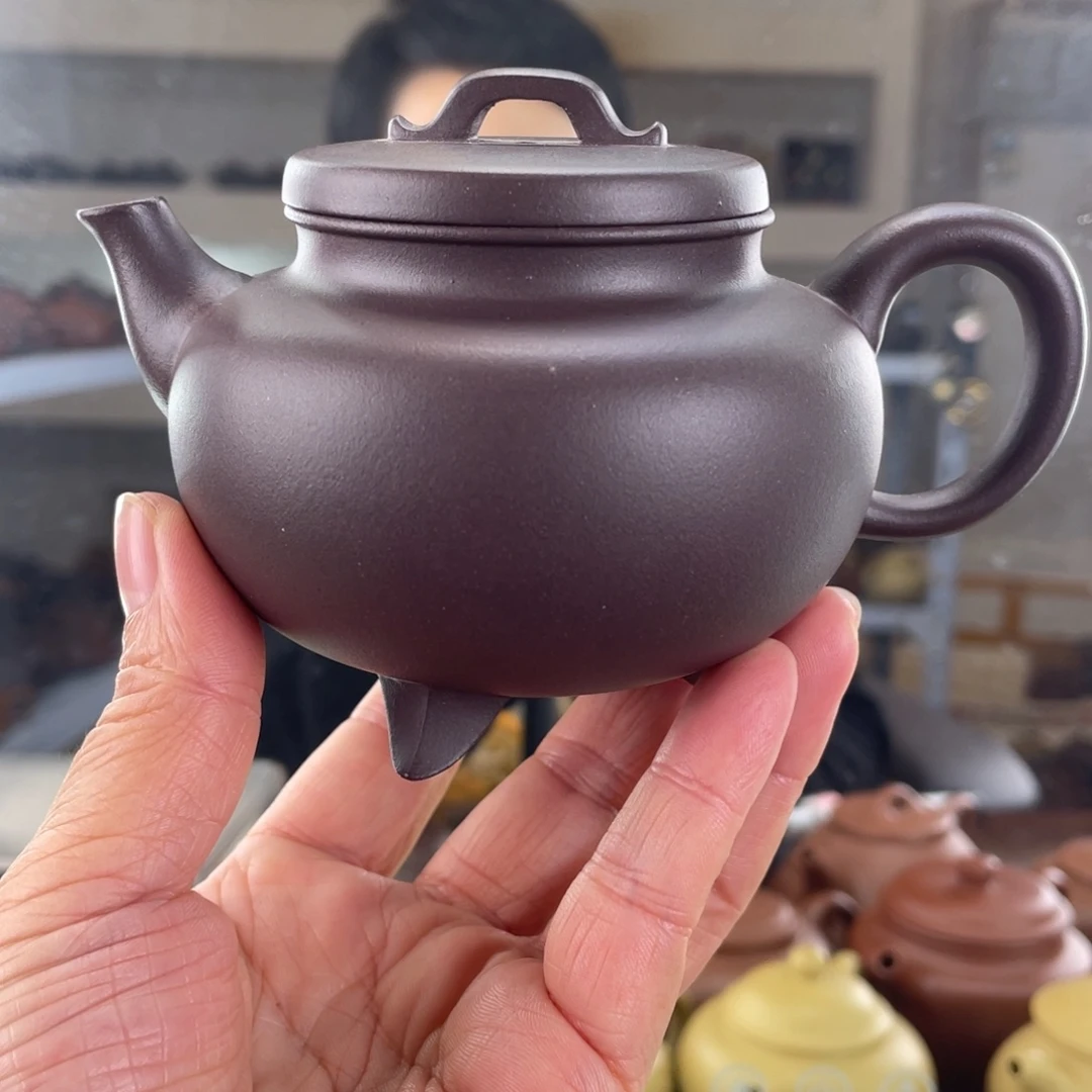 茶壶紫砂老紫泥三足230cc左右
