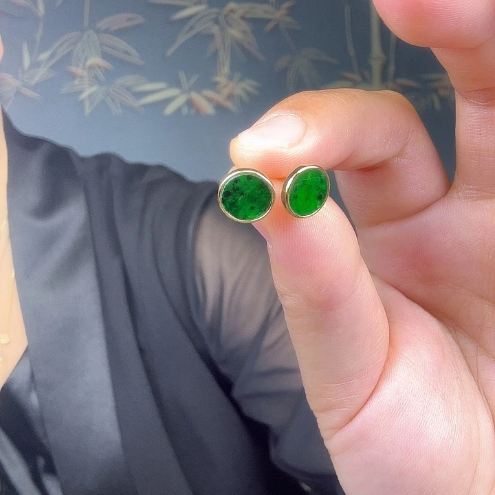 翡翠银S925镶嵌耳饰特价有色点不退换