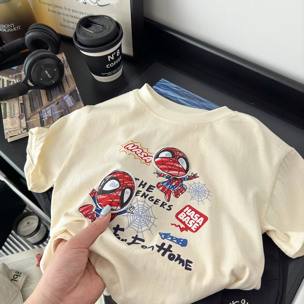 （拍拍亮）2025纯棉新款儿童时尚印花百搭休闲亮灯短袖卡通T恤